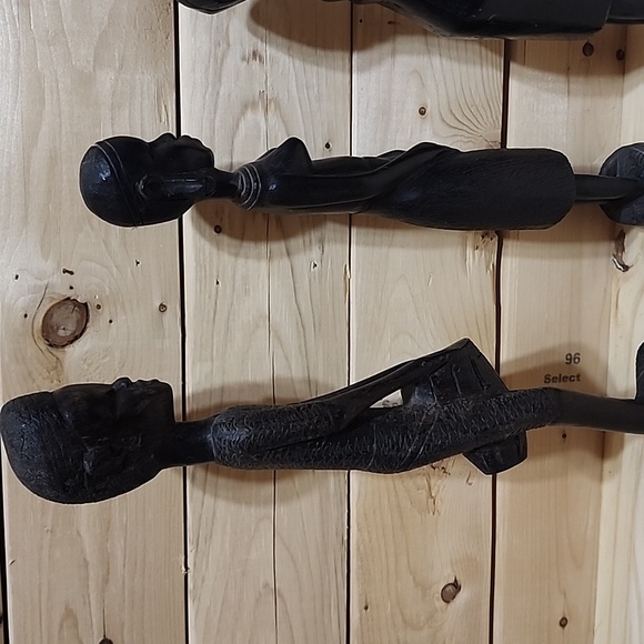 Vintage Ebony Hand Carved African Statutes Lot of 4 - Picture 7 of 11